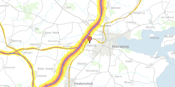 Trafikstøjkort på Præstemarksvej 29, 8700 Horsens