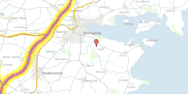 Trafikstøjkort på Rold Skovvej 10, 8700 Horsens