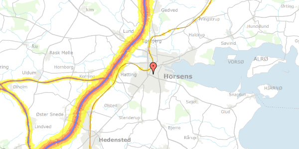 Trafikstøjkort på Rosenvænget 2, 8700 Horsens