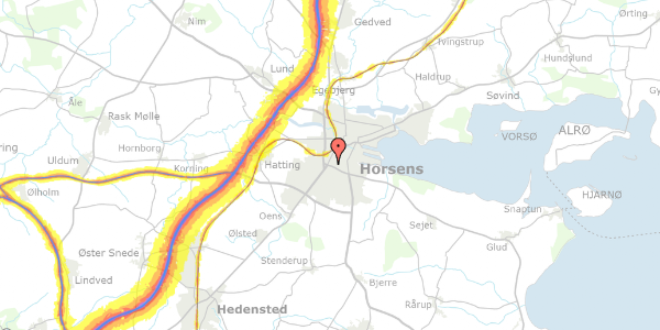 Trafikstøjkort på Rosenvænget 8, 8700 Horsens