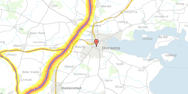 Trafikstøjkort på Rosenvænget 18, 8700 Horsens