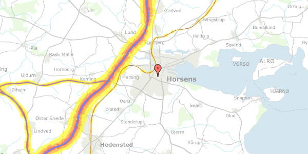 Trafikstøjkort på Rosenvænget 23, 8700 Horsens