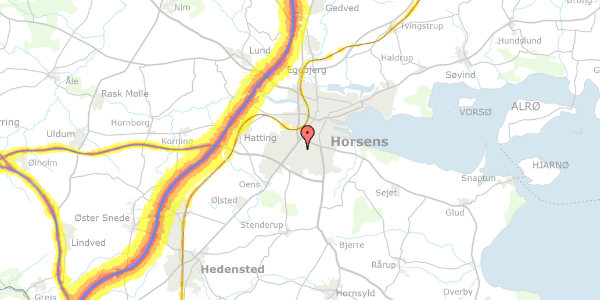 Trafikstøjkort på Rømøvej 1, 8700 Horsens