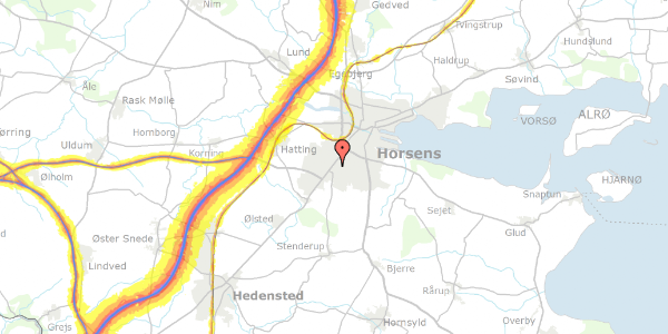 Trafikstøjkort på Rønnebærvej 3, 8700 Horsens