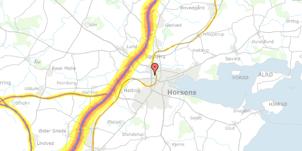 Trafikstøjkort på Schüttesvej 17, 8700 Horsens