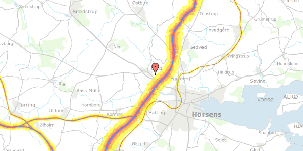 Trafikstøjkort på Silkeborgvej 154, 8700 Horsens