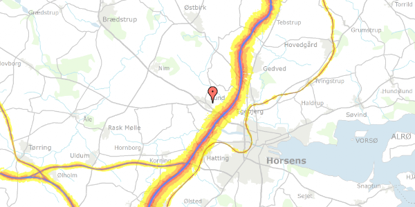 Trafikstøjkort på Silkeborgvej 188, 8700 Horsens