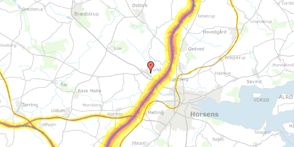 Trafikstøjkort på Silkeborgvej 204, 8700 Horsens