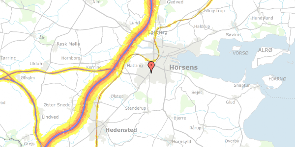 Trafikstøjkort på Skolesvinget 74, 8700 Horsens