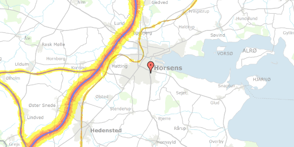 Trafikstøjkort på Snerlevej 15, 8700 Horsens