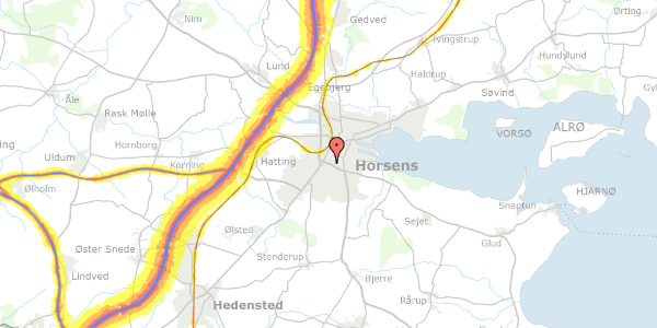 Trafikstøjkort på Strandkærvej 19, 8700 Horsens