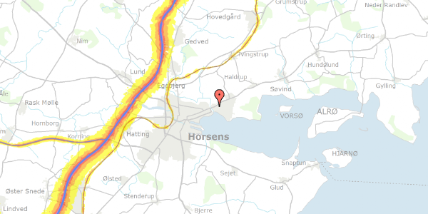 Trafikstøjkort på Sundbakken 2D, 8700 Horsens