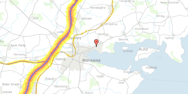 Trafikstøjkort på Sundbakken 12, st. 1, 8700 Horsens