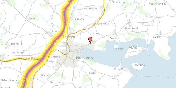 Trafikstøjkort på Sundgårdsvej 39, 8700 Horsens