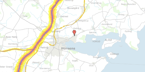 Trafikstøjkort på Sundgårdsvej 89, 8700 Horsens