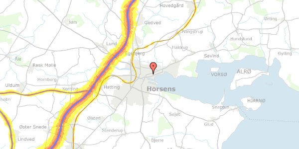 Trafikstøjkort på Sundvej 18A, 1. , 8700 Horsens