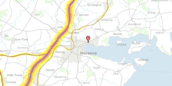 Trafikstøjkort på Sundvej 85, 8700 Horsens