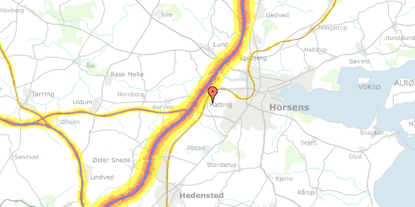 Trafikstøjkort på Svanevænget 14, 8700 Horsens