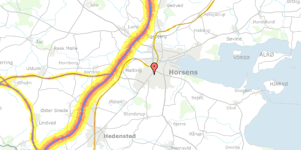 Trafikstøjkort på Søndergårdsalle 5, 8700 Horsens