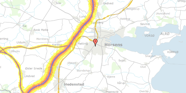 Trafikstøjkort på Søndergårdsalle 8, 8700 Horsens