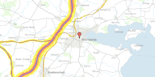 Trafikstøjkort på Ternevej 10, 8700 Horsens