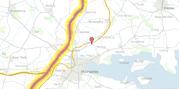 Trafikstøjkort på Toftekærsvej 15, 8700 Horsens