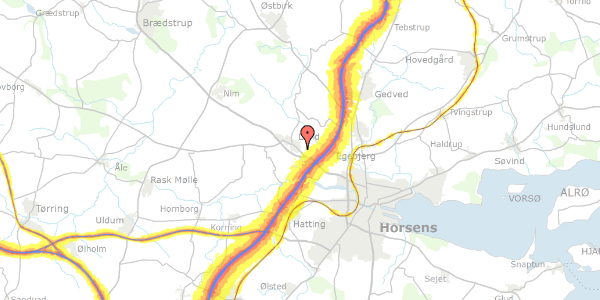 Trafikstøjkort på Toftevej 14, 8700 Horsens