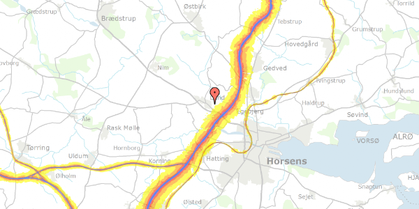 Trafikstøjkort på Toftevej 23, 8700 Horsens