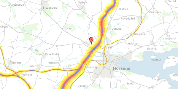 Trafikstøjkort på Toftevej 29, 8700 Horsens