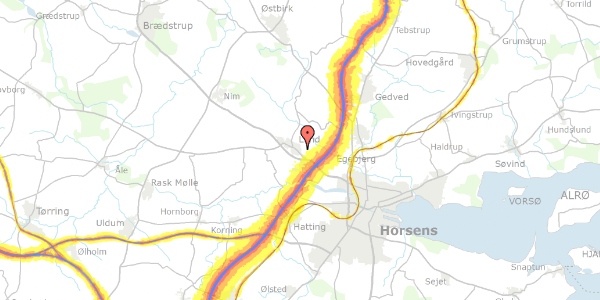 Trafikstøjkort på Toftevej 30, 8700 Horsens