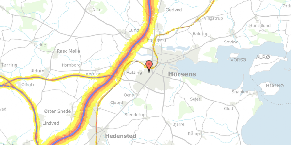 Trafikstøjkort på Tornbjerg 2, 8700 Horsens