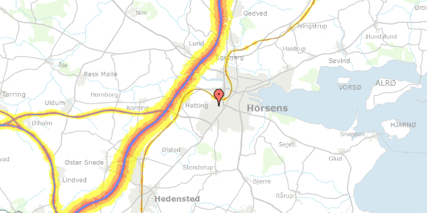 Trafikstøjkort på Tornbjerg 7, 8700 Horsens