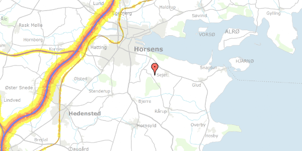 Trafikstøjkort på Ustrup Skovvej 14, 8700 Horsens