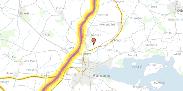 Trafikstøjkort på Vandmøllevej 23, 8700 Horsens