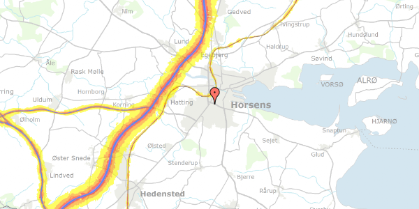 Trafikstøjkort på Vejlevej 55A, 8700 Horsens