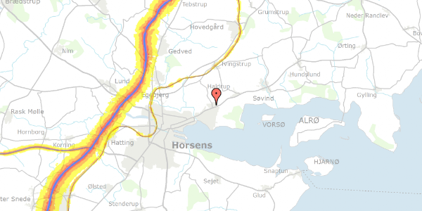 Trafikstøjkort på Vindingsvej 8, 8700 Horsens