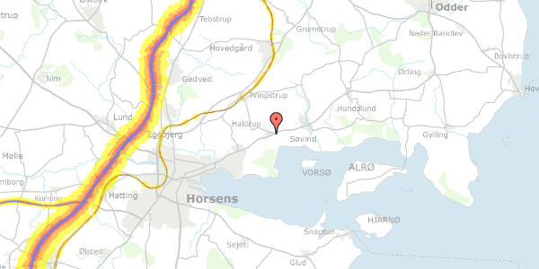 Trafikstøjkort på Vossevangen 11, 8700 Horsens