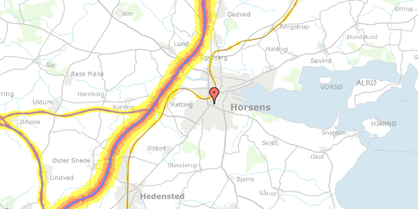 Trafikstøjkort på Ydunsvej 5, 8700 Horsens