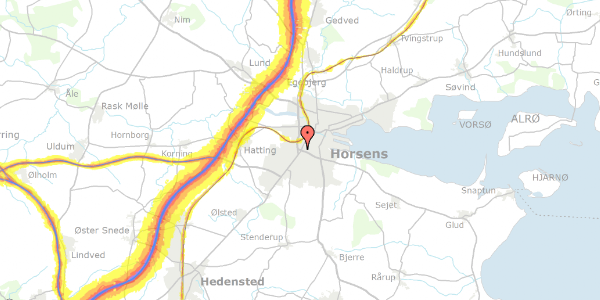 Trafikstøjkort på Ydunsvej 6, 8700 Horsens