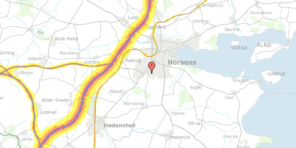 Trafikstøjkort på Ørnstrupvej 92, 8700 Horsens