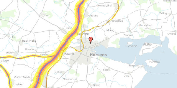 Trafikstøjkort på Østergade 54E, 8700 Horsens