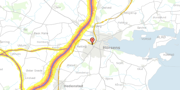 Trafikstøjkort på Østerhåbsvej 83F, 8700 Horsens