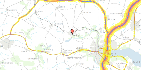 Trafikstøjkort på Fårupled 15, 7300 Jelling