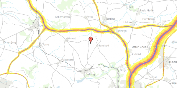 Trafikstøjkort på Hvejselvej 53, 7300 Jelling