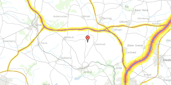Trafikstøjkort på Hvejselvej 57, 7300 Jelling