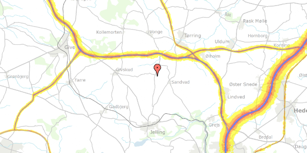 Trafikstøjkort på Hvejselvej 67, 7300 Jelling