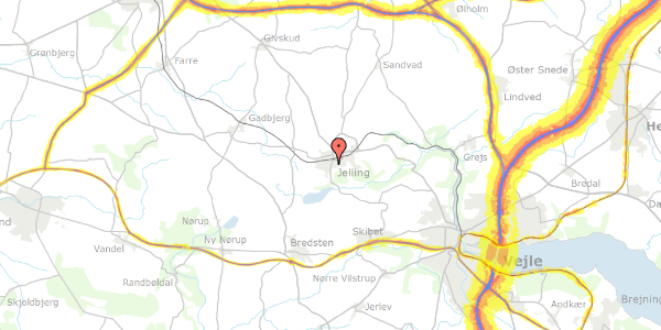 Trafikstøjkort på Hvesager 12A, 7300 Jelling