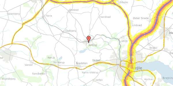 Trafikstøjkort på Hvesager 14A, 7300 Jelling