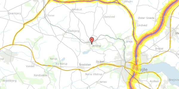 Trafikstøjkort på Hvesager 25, 7300 Jelling