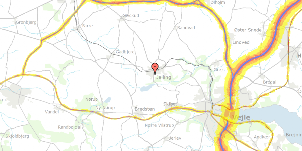 Trafikstøjkort på Hvesager 61, 7300 Jelling